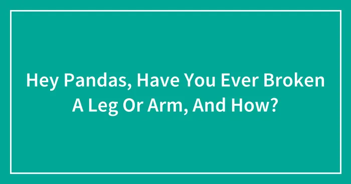 Hey Pandas, Have You Ever Broken A Leg Or Arm, And How?
