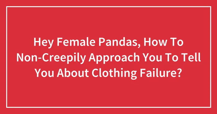 Hey Female Pandas, How To Non-Creepily Approach You To Tell You About Clothing Failure?
