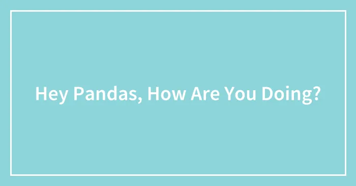 Hey Pandas, How Are You Doing?