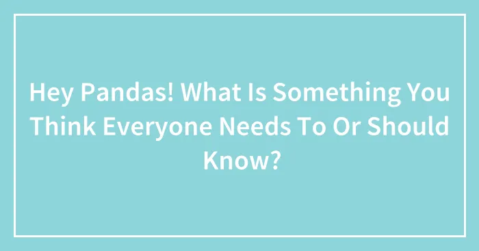 Hey Pandas! What Is Something You Think Everyone Needs To Or Should Know?