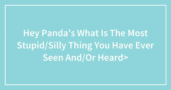 Hey Panda's What Is The Most Stupid/Silly Thing You Have Ever Seen And/Or Heard>