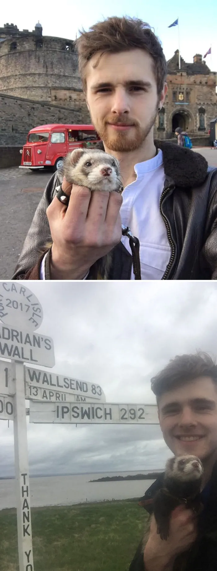 Grieving Young Man Quits Everything To Travel The World With His Pet Ferret After 3 Tragic Deaths In His Life