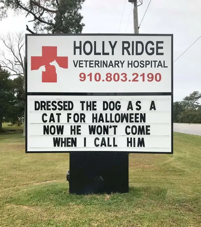 30 Of The Funniest Outdoor Signs From This Vet Hospital To Make You Crack A Smile