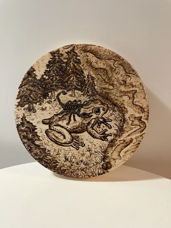 A Wood Burning I Did Of The Story: The Frog And The Scorpion