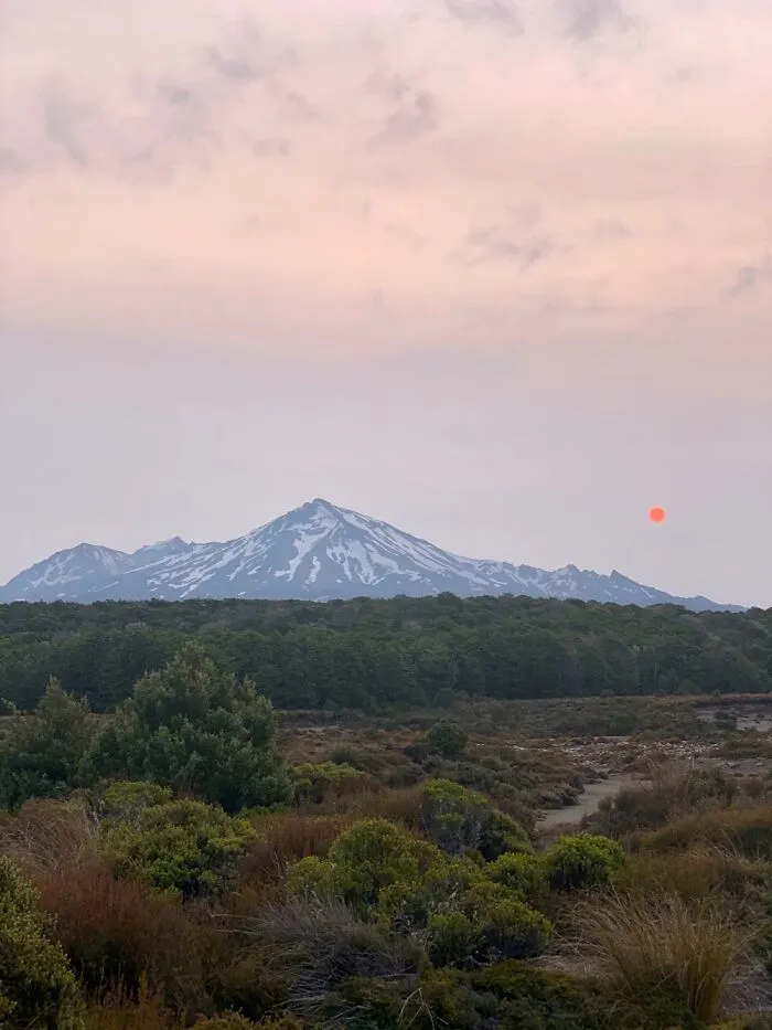 Sun Set Over Mt Ruapehu, Tongariro. At Iona