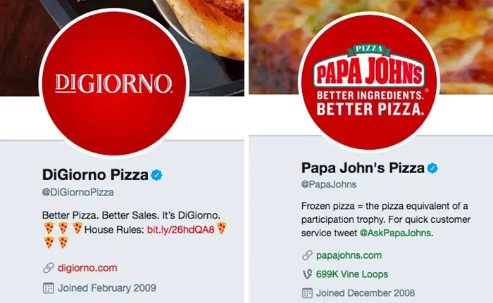 Digiorno Changed Their Twitter Bio To Spoof Papa John's Slogan And Papa Johns Dished It Right Back