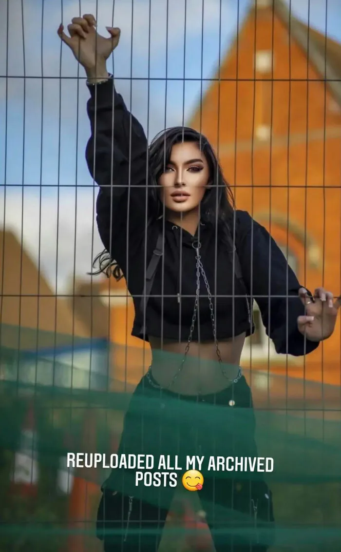 Blended The Fence Into Her Face