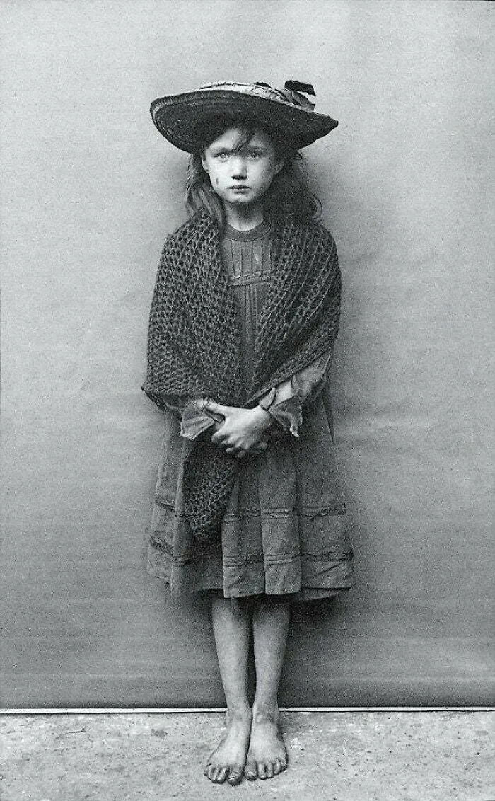 Adelaide Springett, Who Was So Ashamed At The State Of Her Boots She Took Them Off, Stand For A Photograph In London, 1901. Photo By Horace Warner