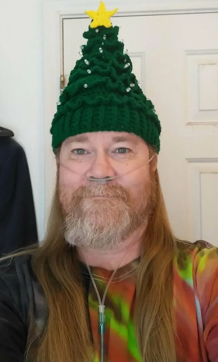 Made A Christmas Tree Hat, With Working Lights. Pattern In Comments