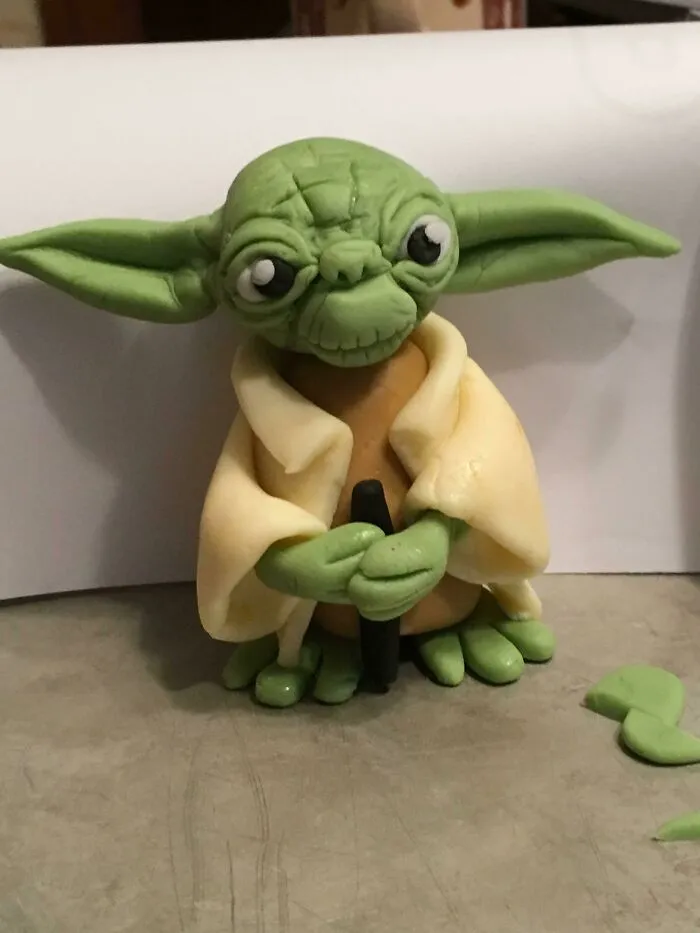 Mi tía ha hecho este Yoda de fondant