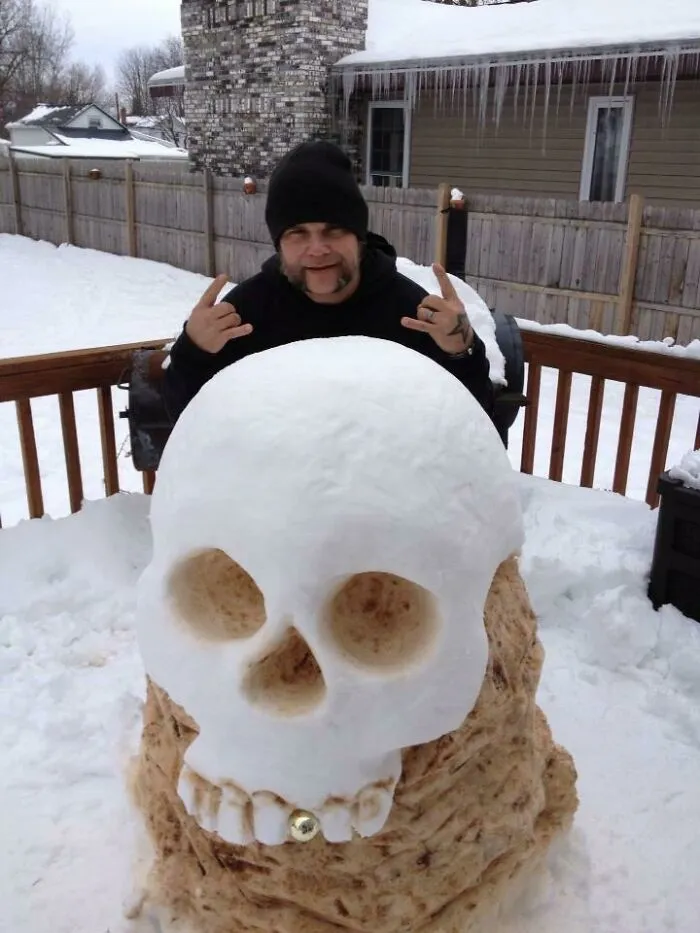 Mi tío hizo este muñeco de nieve