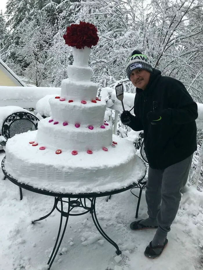 Mi tío, de visita desde Filipinas, nunca ha visto la nieve. Esto es lo que ha pasado hoy