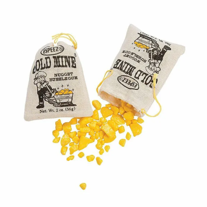 Chicle en forma de pepitas de oro
