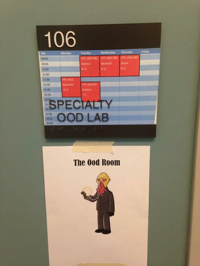 The "F" Fell Off The Food Lab Sign At School. They're Making The Best Of It