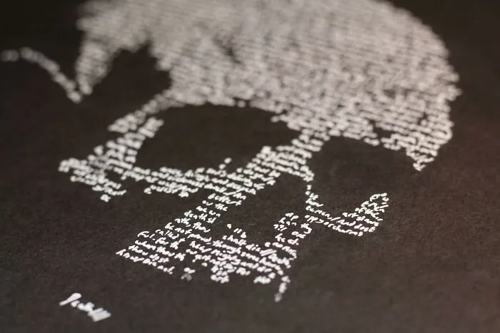 My Handwritten Calligram / Skull Study, On A Sonnet By John Donne