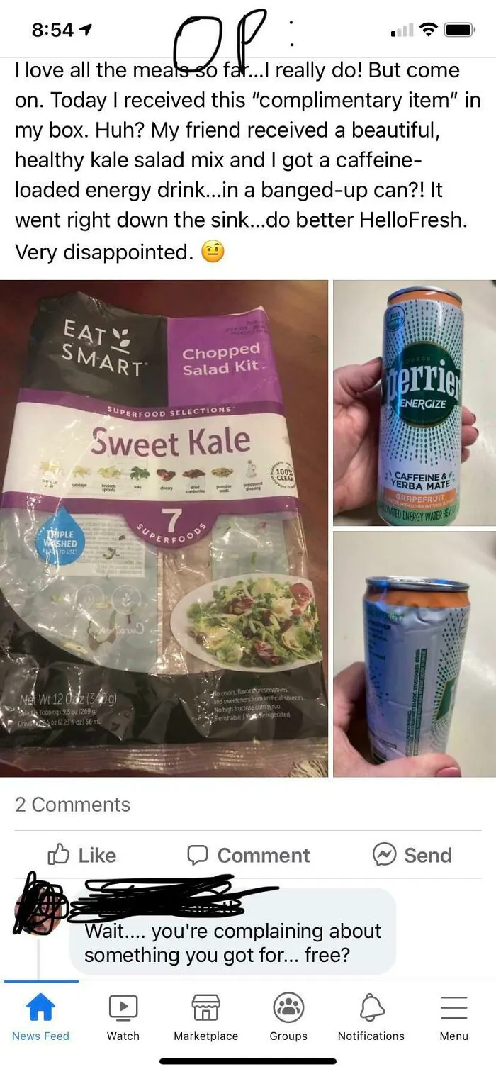 Meal Service Gives Her A Free Item And She Complains