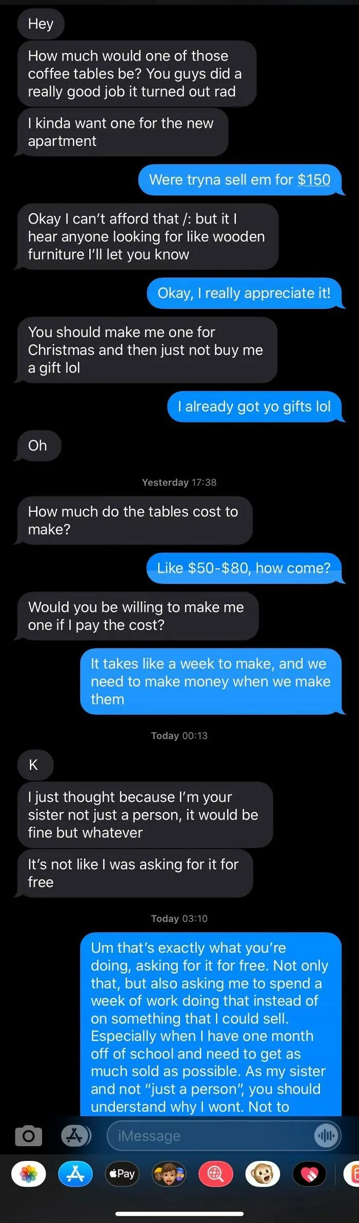 My Girlfriend And I Started Making Furniture To Pay For College, And My Sister Sent Me This Gem