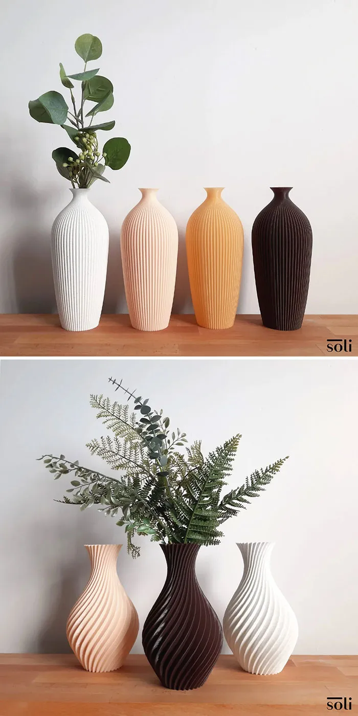 Diseñé e imprimí en 3D estos jarrones