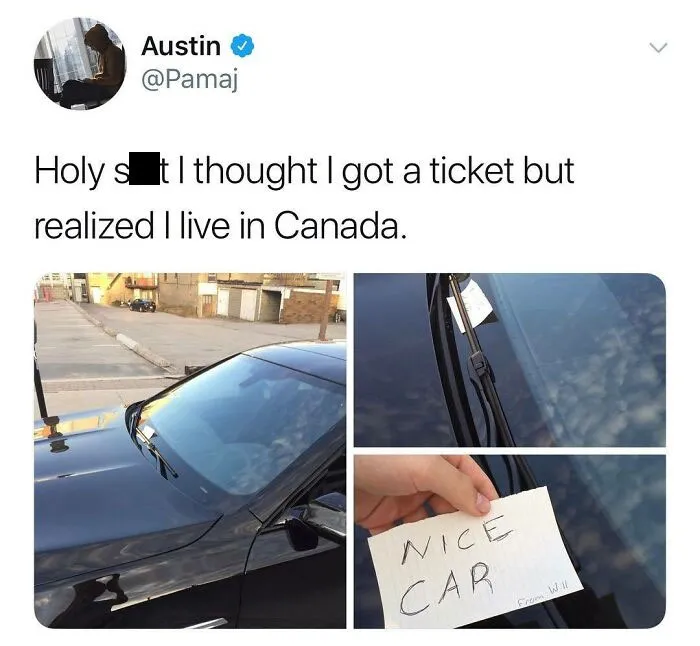 Tweet about mistaking a friendly note for a ticket, featuring funny memes from this IG page to lift up your spirits.