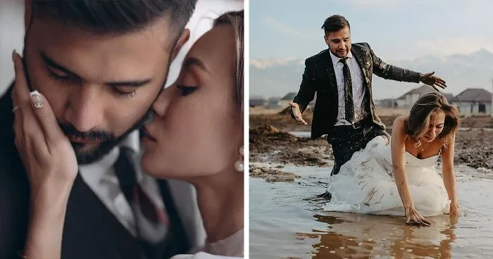 This Couple Accidentally Fell Into Mud During Their Wedding Photoshoot, And Here Are The Results