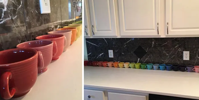 I’ve Been Collecting Fiesta Ware For Years Now And I’ve Got The Perfect Rainbow Tea Cup Display.  All Of Them Came From Thrift Stores, Antique Shops And Garage Sales Around Minnesota