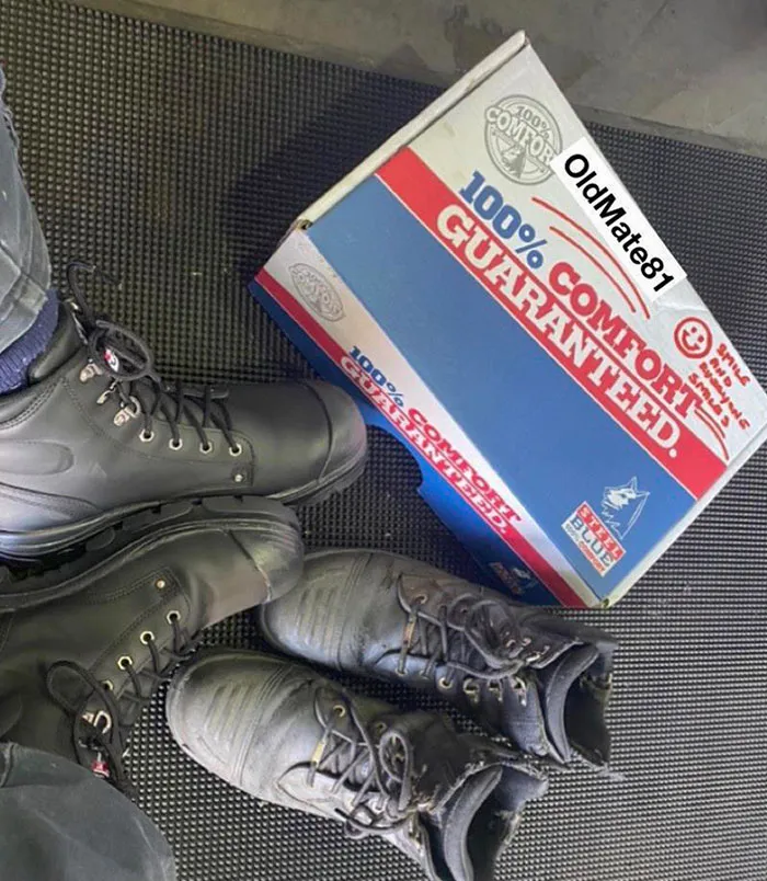 Couldn’t Afford New Work Boots, These Were On My Workbench This Morning