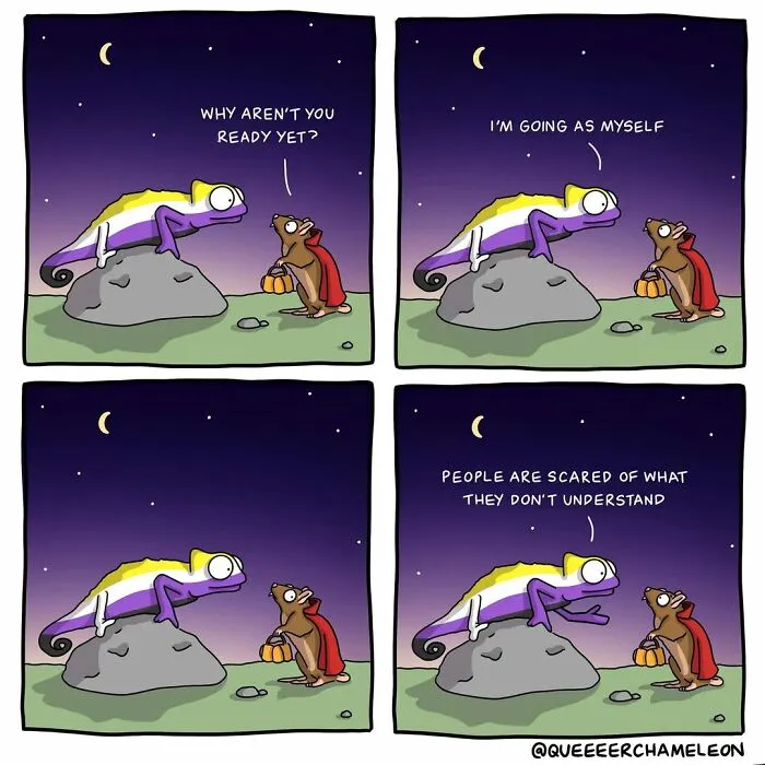Artist Creates Queer Chameleon Comics Where The Characters Talk About Their Sexualities And Identities (26 Pics)