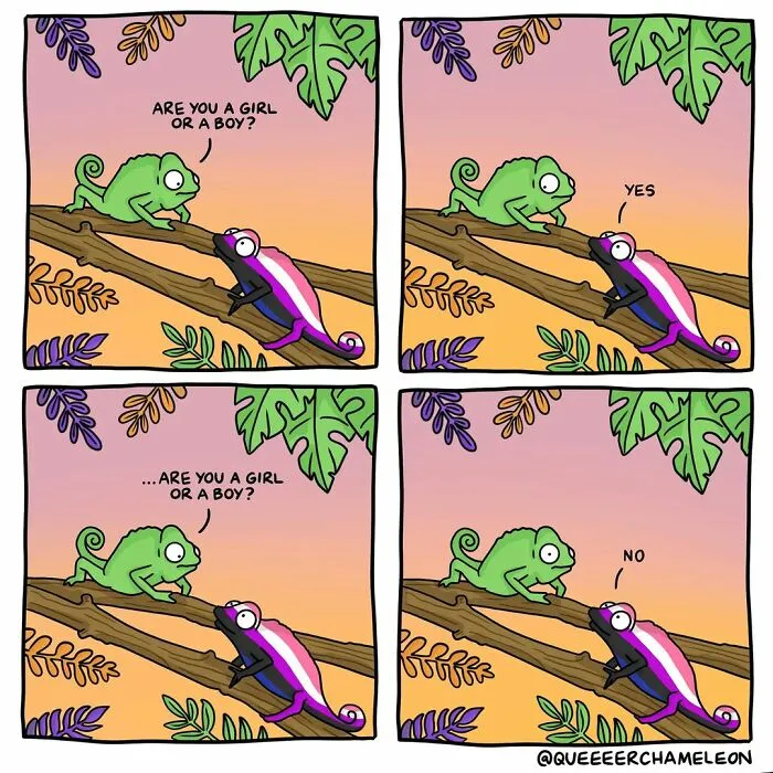 Artist Creates Queer Chameleon Comics Where The Characters Talk About Their Sexualities And Identities (26 Pics)