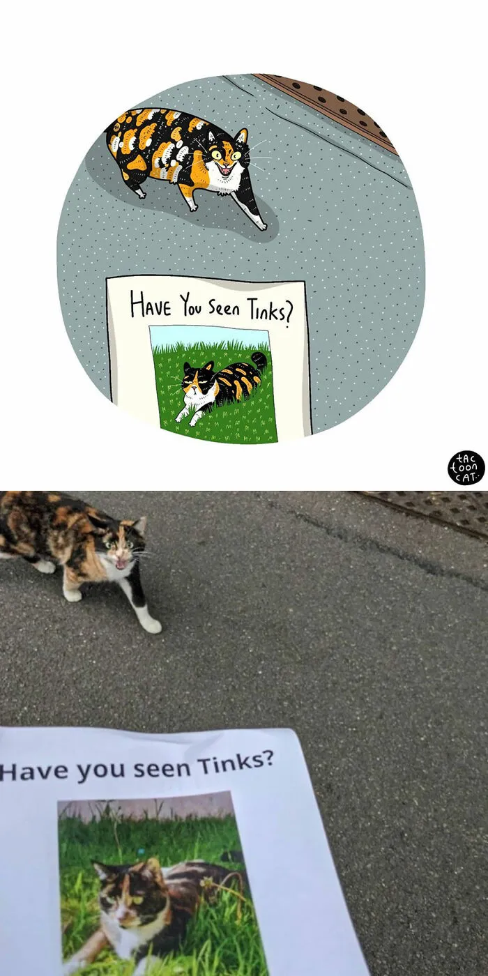 30 Of The Funniest Internet-Famous Cat Pics Get Illustrated By Tactooncat (New Pics)
