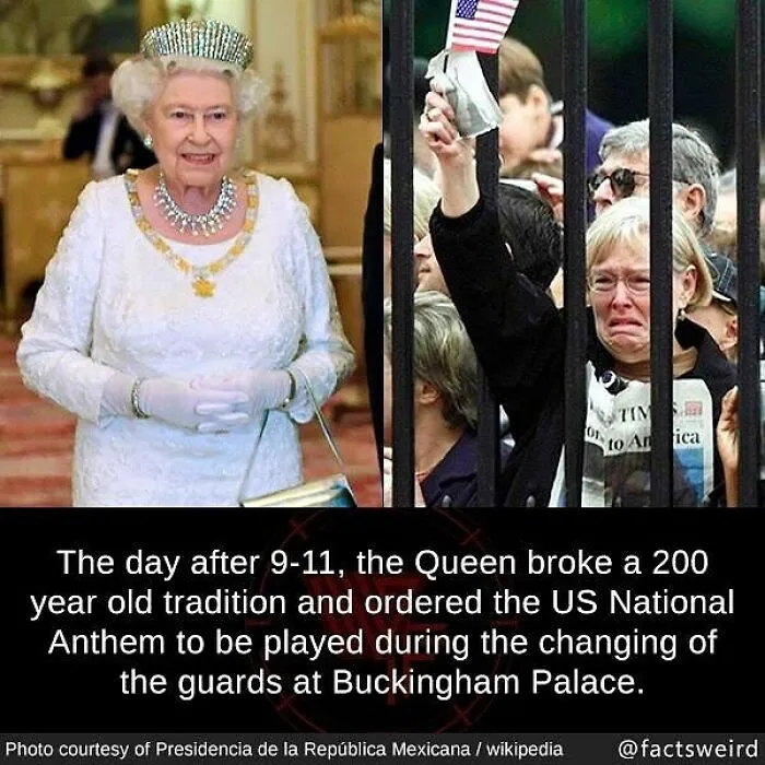 Queen breaking tradition at Buckingham Palace after 9-11 shows historic weird facts about the world and its unique moments.