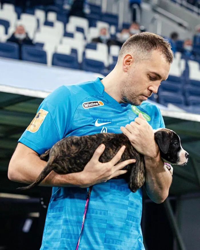 Russian Football Team Won People's Hearts After Walking On Field With Shelter Dogs To Promote Adoption (14 Pics)