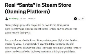 I Found This Generous Santa On 9gag, Buying Game From Steam Store For Everyone