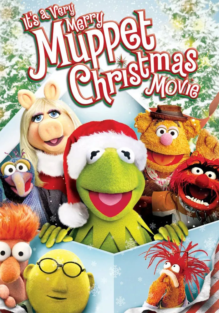 Characters from "A Muppet Christmas" in festive outfits, perfect for Christmas movies enthusiasts.