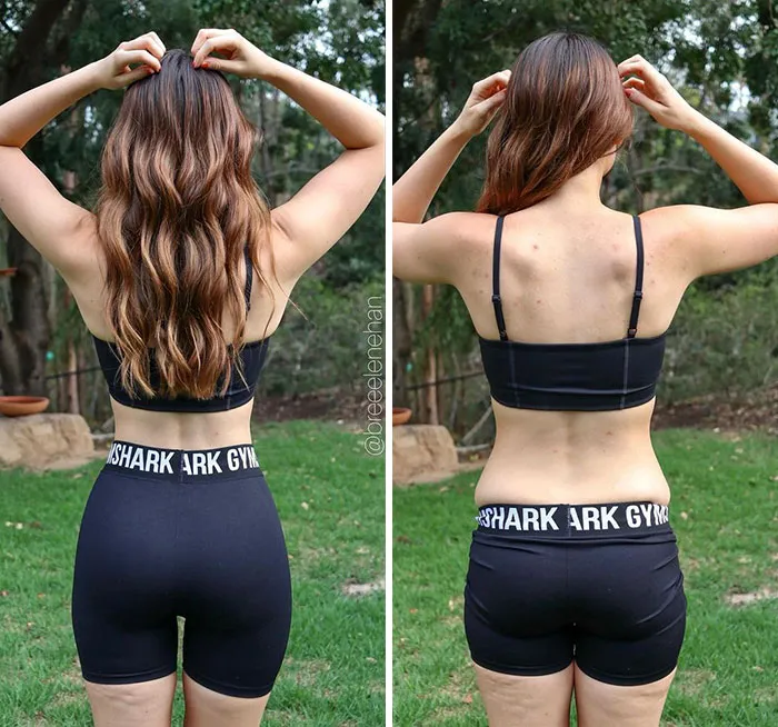 Woman Challenges Unrealistic Body Standards With Side-By-Side “Real Me Monday” Photos Of Herself (30 Pics)