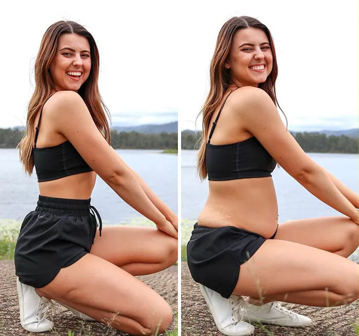 Esta mujer desafia los estándares de belleza irreales al publicar fotos de ella misma comparándose (30 imágenes)