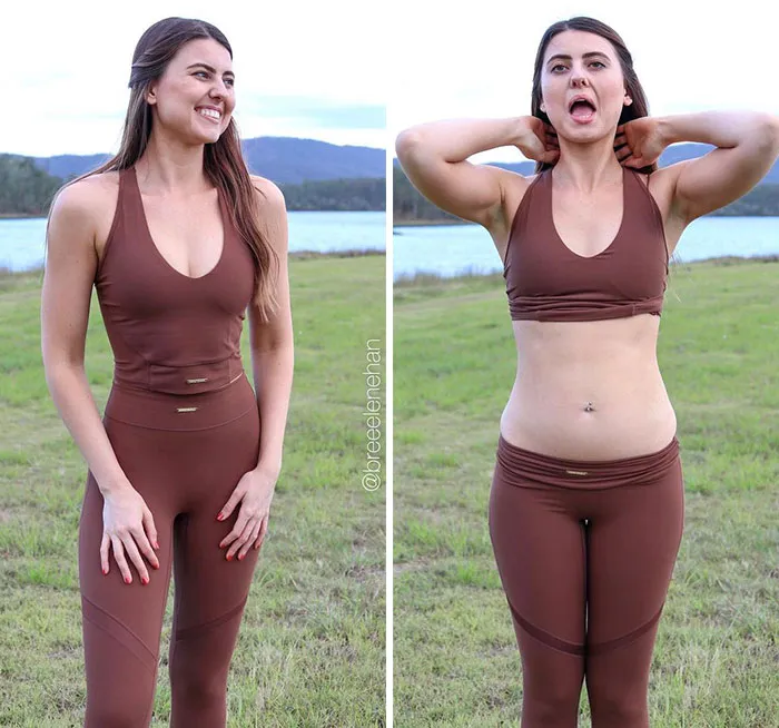 Woman Challenges Unrealistic Body Standards With Side-By-Side “Real Me Monday” Photos Of Herself (30 Pics)