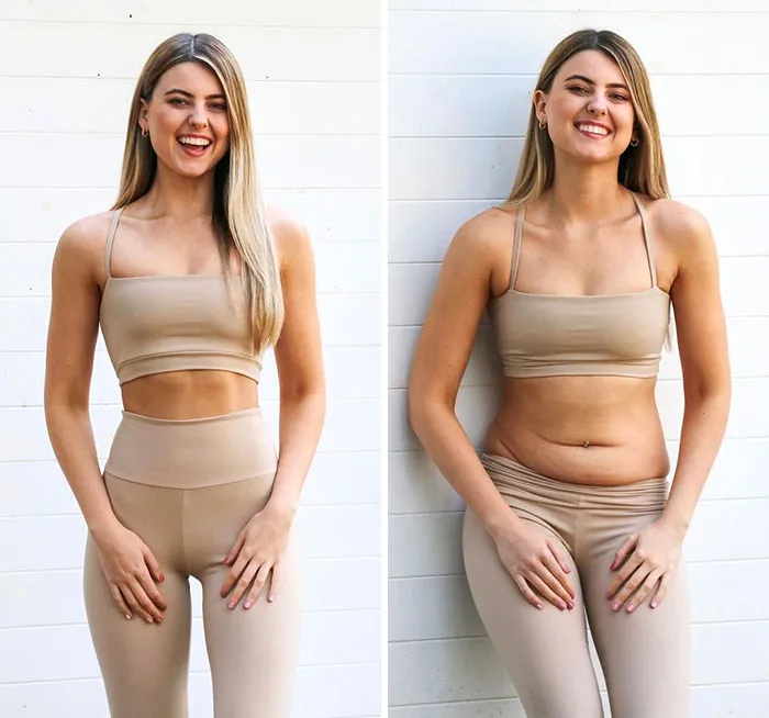 Esta mujer desafia los estándares de belleza irreales al publicar fotos de ella misma comparándose (30 imágenes)