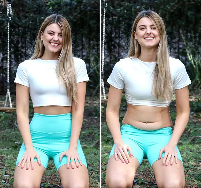 Esta mujer desafia los estándares de belleza irreales al publicar fotos de ella misma comparándose (30 imágenes)