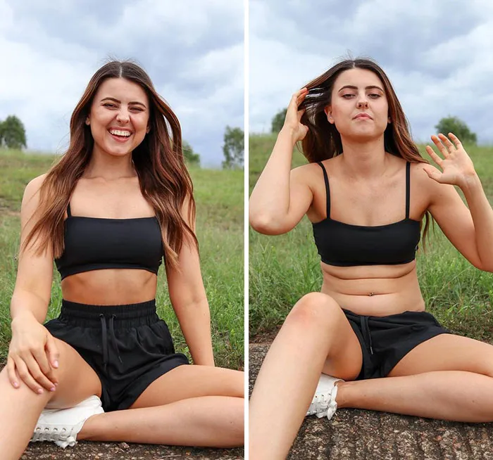 Esta mujer desafia los estándares de belleza irreales al publicar fotos de ella misma comparándose (30 imágenes)