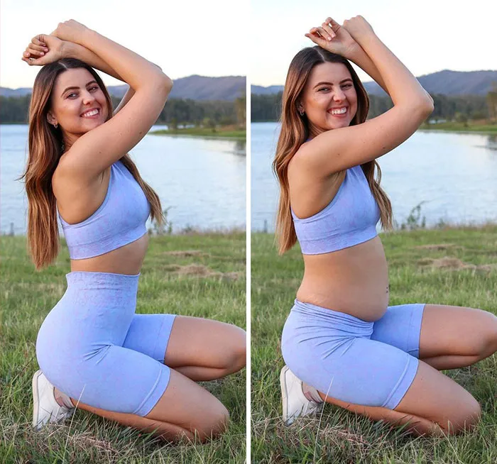 Esta mujer desafia los estándares de belleza irreales al publicar fotos de ella misma comparándose (30 imágenes)