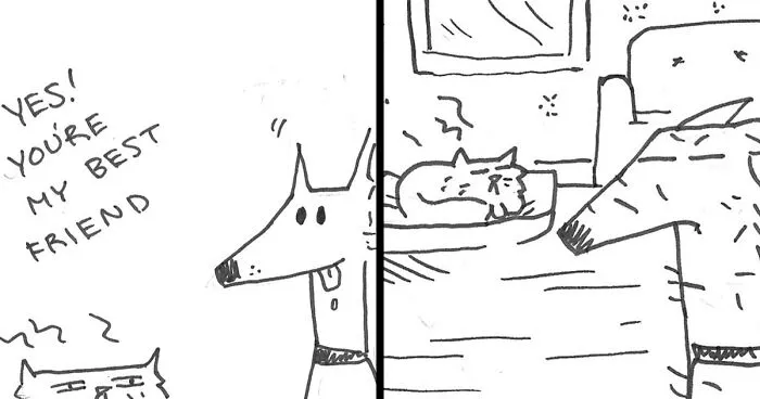 I Created A Festive Holiday Story About A Cat And Dog Trying To Get Along On Christmas