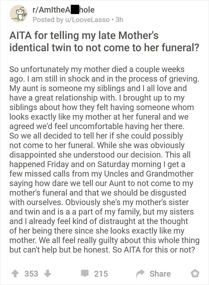 No You Can't Come Grieve Your Sister...