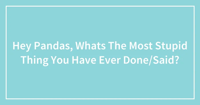 Hey Pandas, Whats The Most Stupid Thing You Have Ever Done/Said?