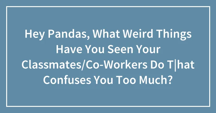 Hey Pandas, What Weird Things Have You Seen Your Classmates/Co-Workers Do T|hat Confuses You Too Much?