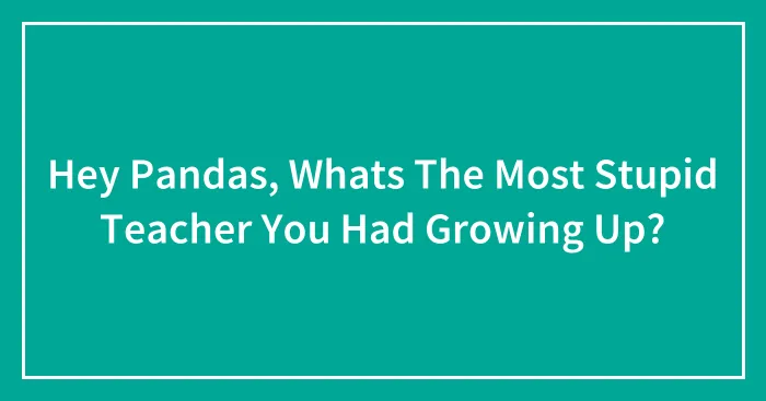 Hey Pandas, Whats The Most Stupid Teacher You Had Growing Up?