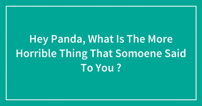 Hey Panda, What Is The More Horrible Thing That Somoene Said To You ?