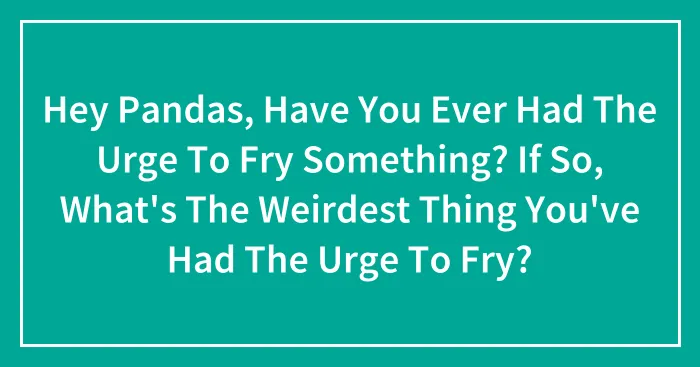 Hey Pandas, Have You Ever Had The Urge To Fry Something? If So, What's The Weirdest Thing You've Had The Urge To Fry? (Closed)