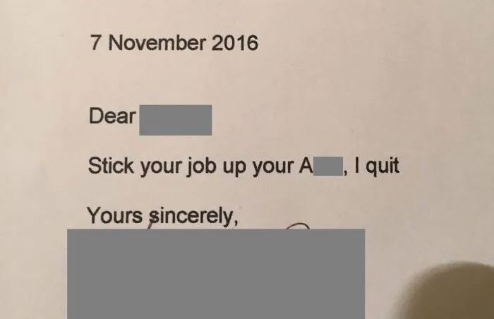 A Letter Of Resignation From My Sister's Job