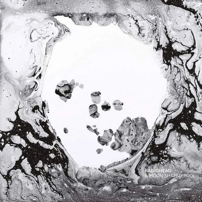 Black and white abstract design on "A Moon Shaped Pool" album cover by Radiohead.