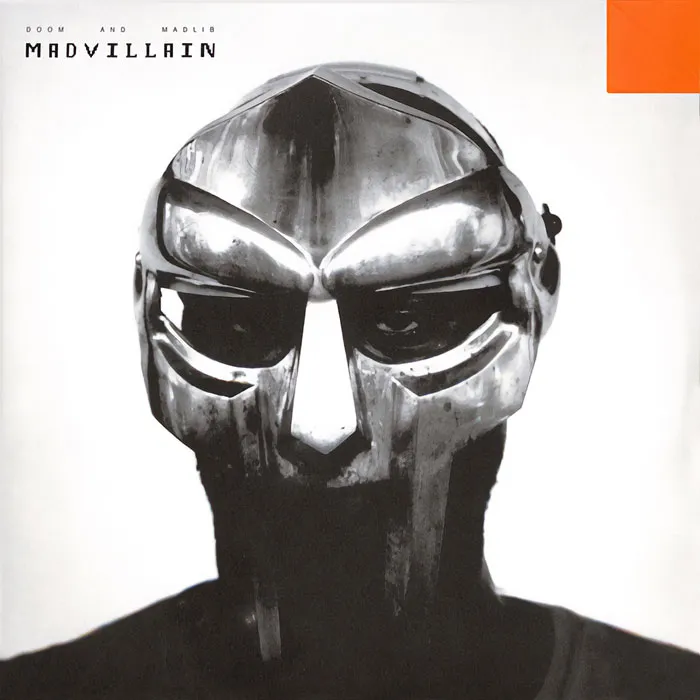 Metal mask on album cover, capturing iconic art and design.
